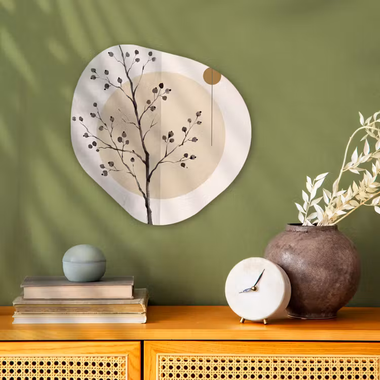 Organic - Forex - Plant - Abstract - Beige - Plant - Abstract - Beige Wandcirkel Organisch Forex 3mm klein