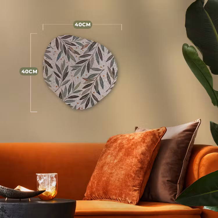 Plant - Blad - Mozaïek - Groen Wandcirkel Organisch Forex 3mm klein -sfeer3