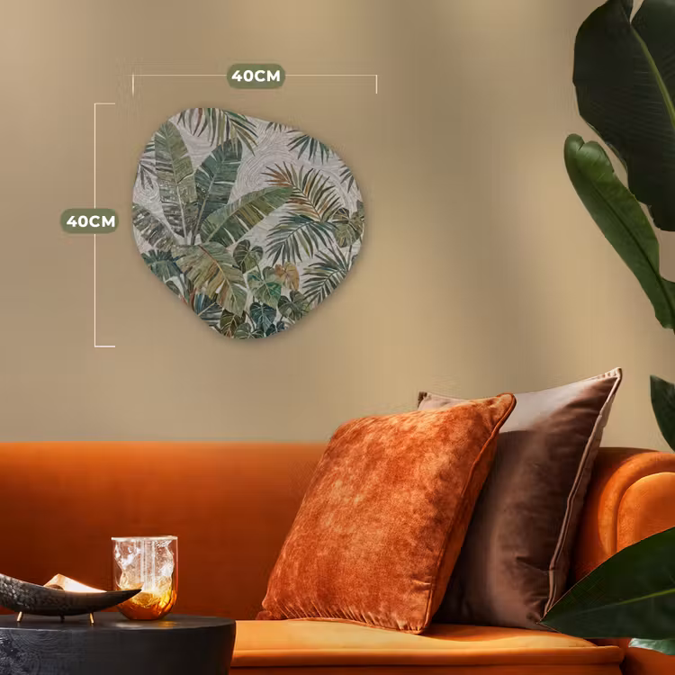 Planten - Tropisch - Mozaïek - Natuur - Groen Wandcirkel Organisch Forex 3mm klein -sfeer3