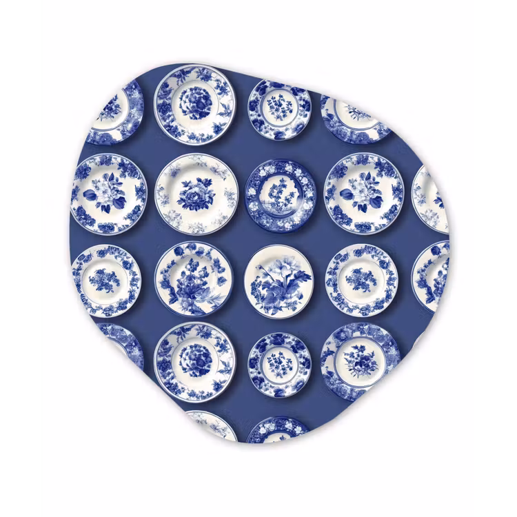 Borden - Floraal - Blauw Wandcirkel Organisch Forex 3mm klein 629 -3d