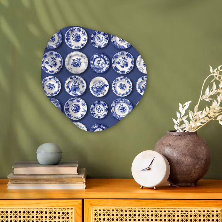 Borden - Floraal - Blauw Wandcirkel Organisch Forex 3mm klein 629 -sfeer2