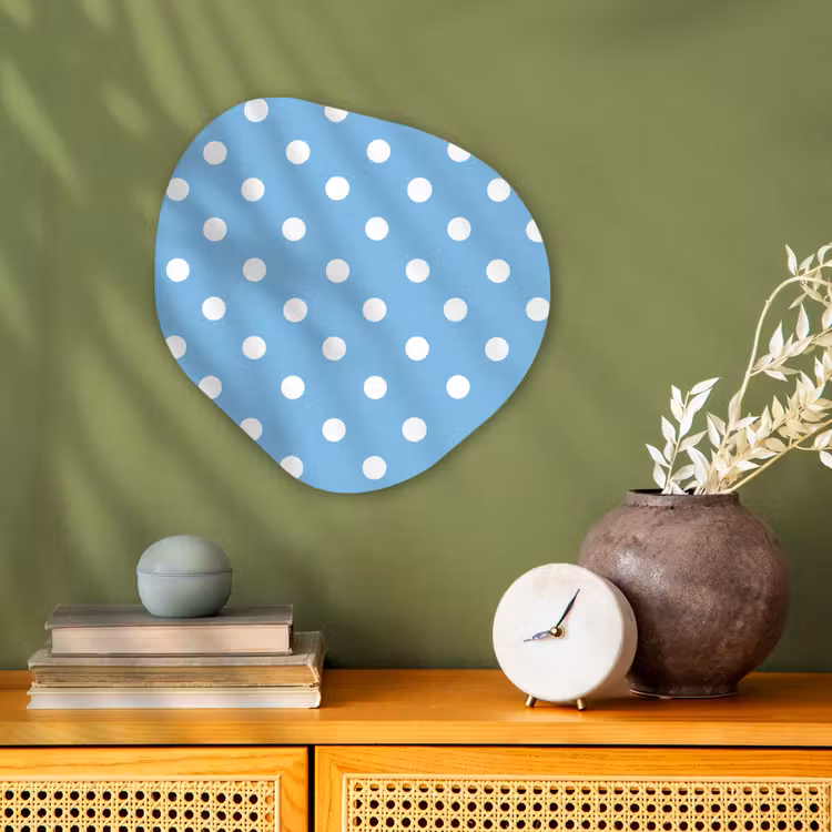 Polka - Dots - Blauw Wandcirkel Organisch Forex 3mm klein 629 -sfeer2