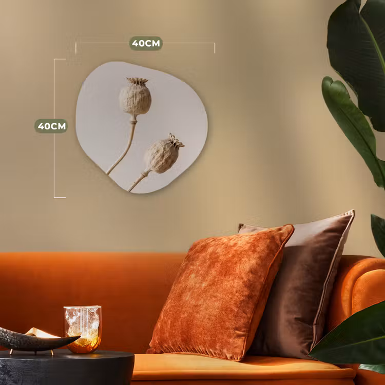 Papaverbollen - Droogbloemen - Minimalistisch - Beige - Rustig Wandcirkel Organisch Forex 3mm klein -sfeer3