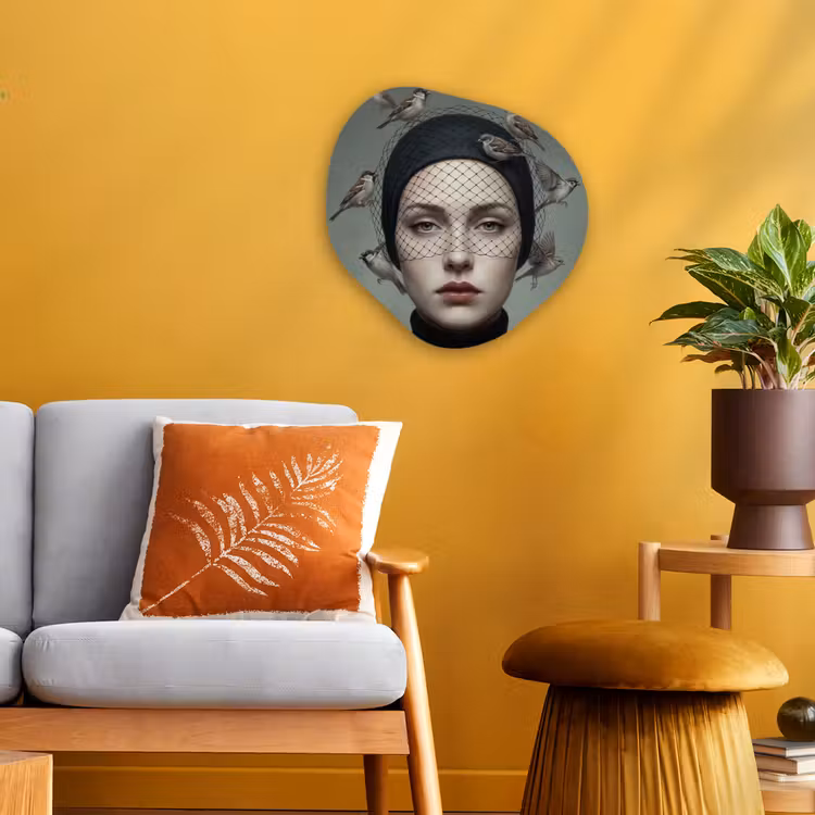 Portret - Vogels - Zwart Wandcirkel Organisch Forex 3mm klein -sfeer4