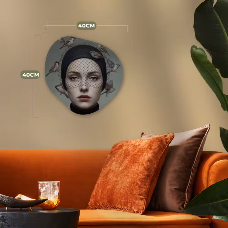 Portret - Vogels - Zwart Wandcirkel Organisch Forex 3mm klein -sfeer3