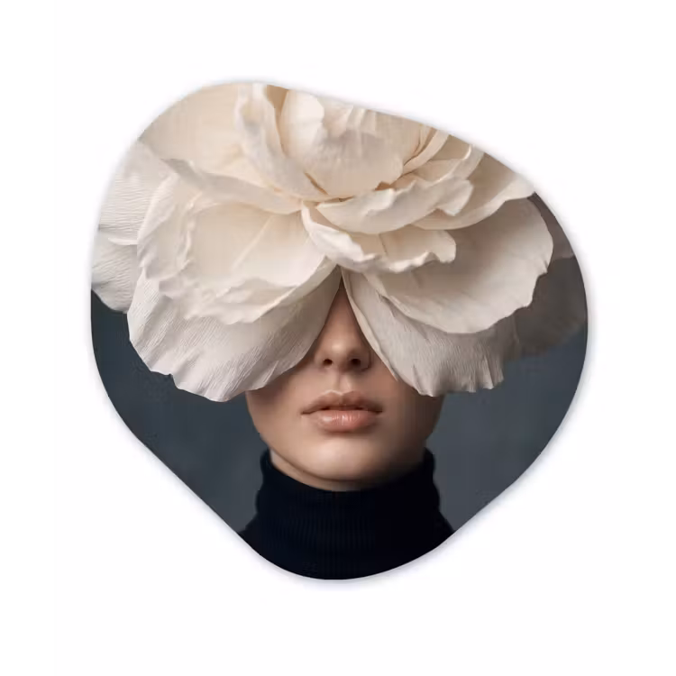 Portret - Mysterieus - Wit Wandcirkel Organisch Forex 3mm klein -3d