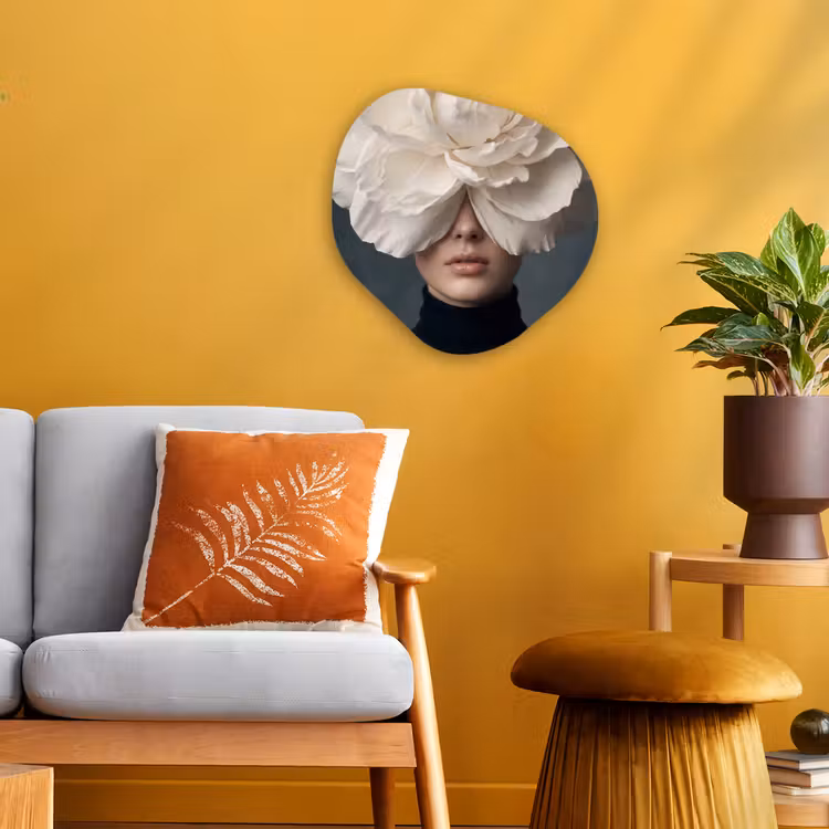 Portret - Mysterieus - Wit Wandcirkel Organisch Forex 3mm klein -sfeer4