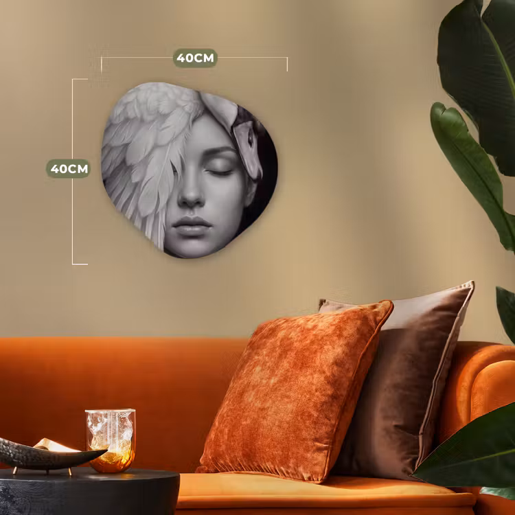 Portret - Zwaan - Zwart - Wit Wandcirkel Organisch Forex 3mm klein -sfeer3