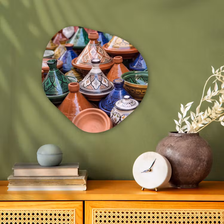 Organic - Forex - Pottery - Colorful - Pattern - Aardewerk - Kleurrijk - Patroon Wandcirkel Organisch Forex 3mm klein
