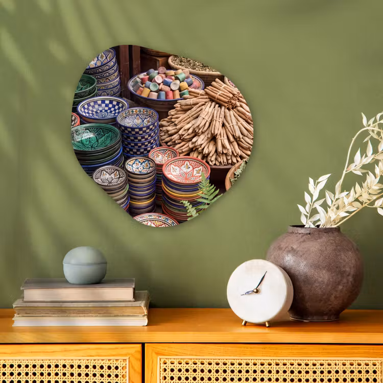 Organic - Forex - Pottery - Oriental - Colorful - Aardewerk - Oosters - Kleurrijk Wandcirkel Organisch Forex 3mm klein
