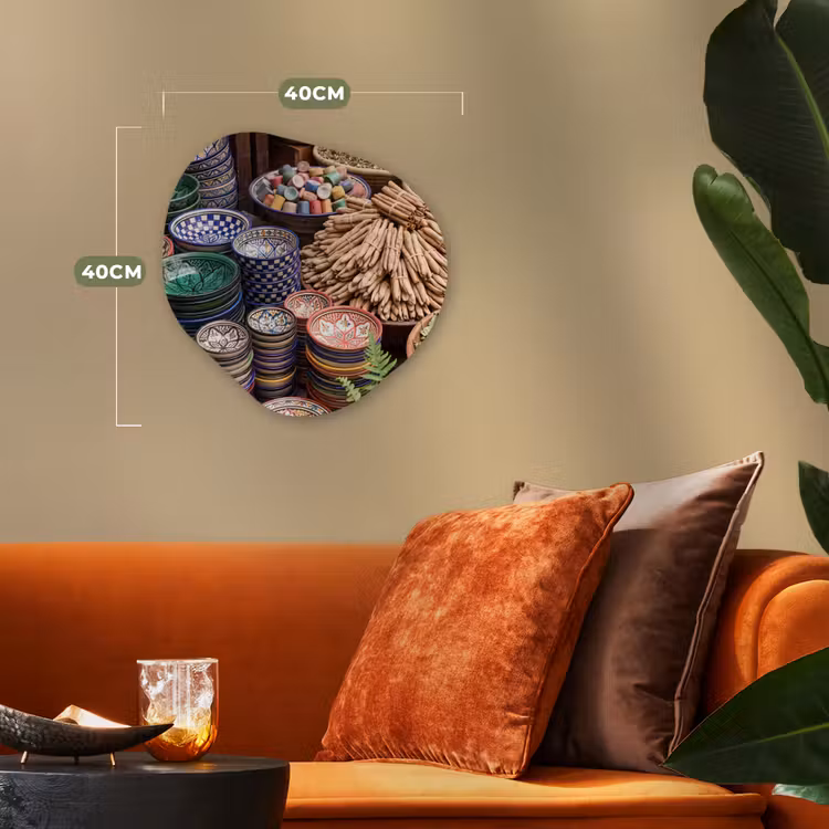 Organic - Forex - Pottery - Oriental - Colorful - Aardewerk - Oosters - Kleurrijk Wandcirkel Organisch Forex 3mm klein