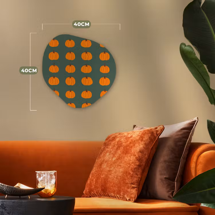 Pompoen - Patroon - Oranje Wandcirkel Organisch Forex 3mm klein 629 -sfeer3