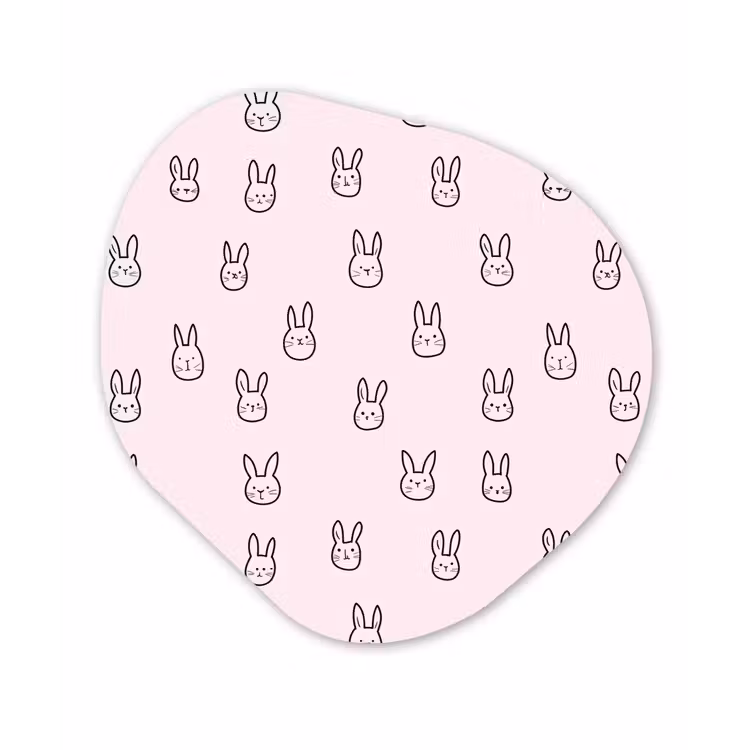 Konijnen - Minimalistisch - Roze Wandcirkel Organisch Forex 3mm klein 629 -3d