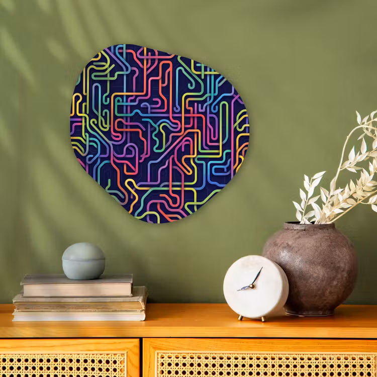 Retro - Abstract - Neon Wandcirkel Organisch Forex 3mm klein -sfeer2