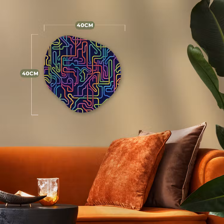 Retro - Abstract - Neon Wandcirkel Organisch Forex 3mm klein -sfeer3