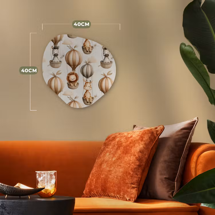 Safari - Luchtballonen - Taupe Wandcirkel Organisch Forex 3mm klein 629 -sfeer3