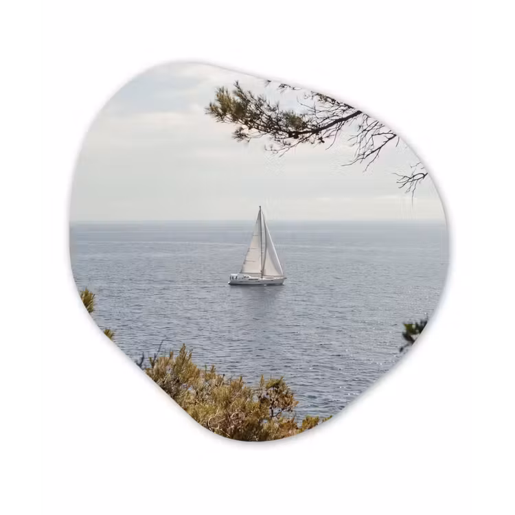 Organic - Forex - Sailboat - trees - water - Zeilboot - bomen - water Wandcirkel Organisch Forex 3mm klein