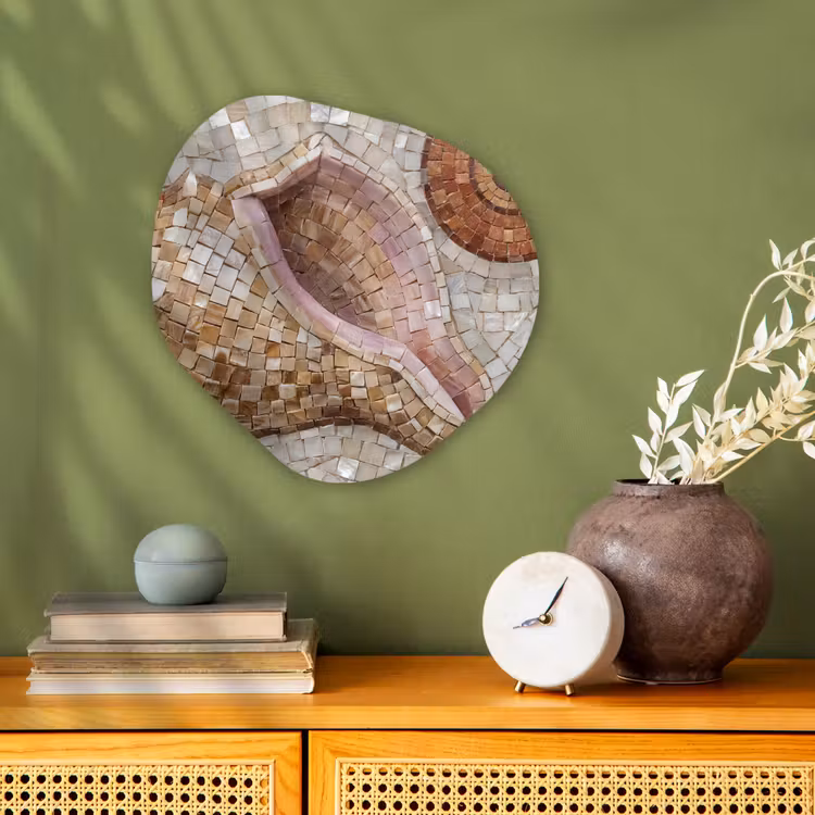 Schelp - Mozaïek - Zee - Beige - Modern Wandcirkel Organisch Forex 3mm klein -sfeer2