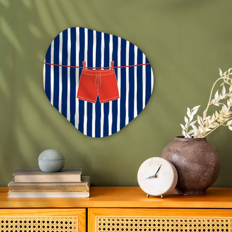 Shorts - Waslijn - Zomer - Illustratie - Rood Wandcirkel Organisch Forex 3mm klein -sfeer2