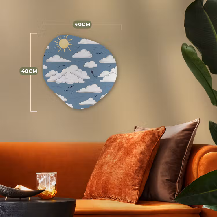 Lucht - Zon - Wolken - Natuur - Blauw Wandcirkel Organisch Forex 3mm klein -sfeer3