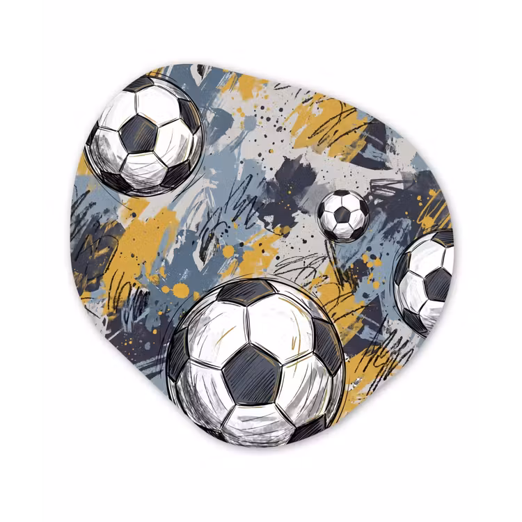 Voetbal - Abstract - Sport - Kleurrijk Wandcirkel Organisch Forex 3mm klein -3d