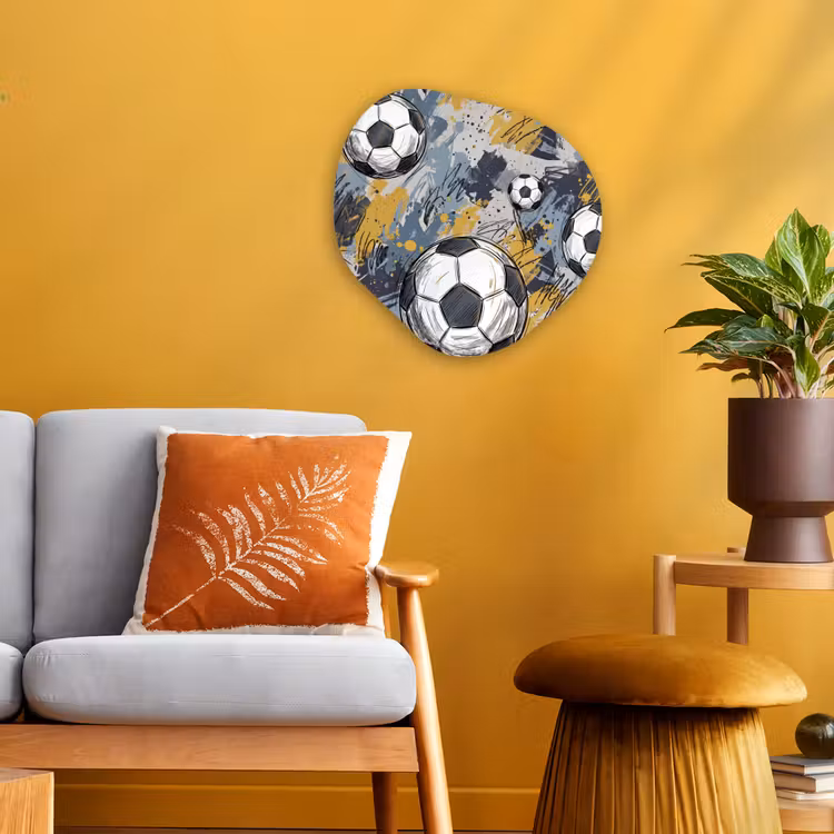 Voetbal - Abstract - Sport - Kleurrijk Wandcirkel Organisch Forex 3mm klein -sfeer4