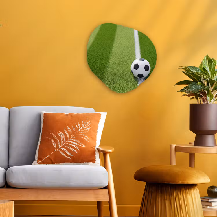 Voetbal - Grasveld - Sport - Groen Wandcirkel Organisch Forex 3mm klein -sfeer4