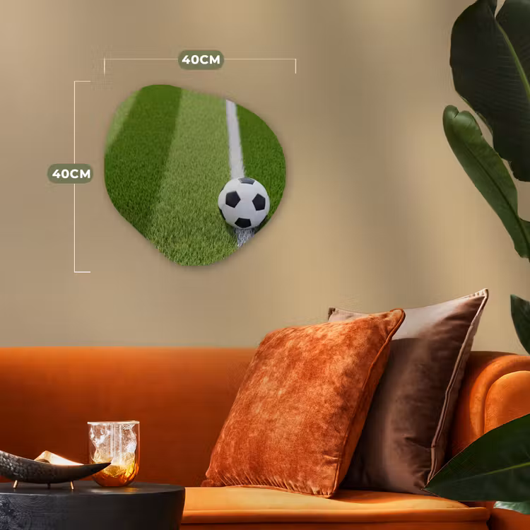 Voetbal - Grasveld - Sport - Groen Wandcirkel Organisch Forex 3mm klein -sfeer3