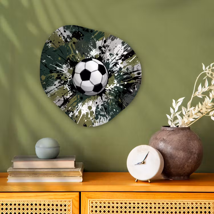 Voetbal - Verf - Spetters - Groen Wandcirkel Organisch Forex 3mm klein -sfeer2