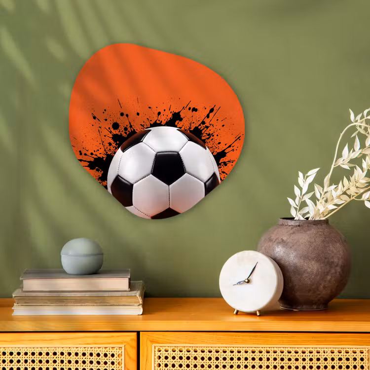 Voetbal - Verf - Sport - Oranje Wandcirkel Organisch Forex 3mm klein -sfeer2