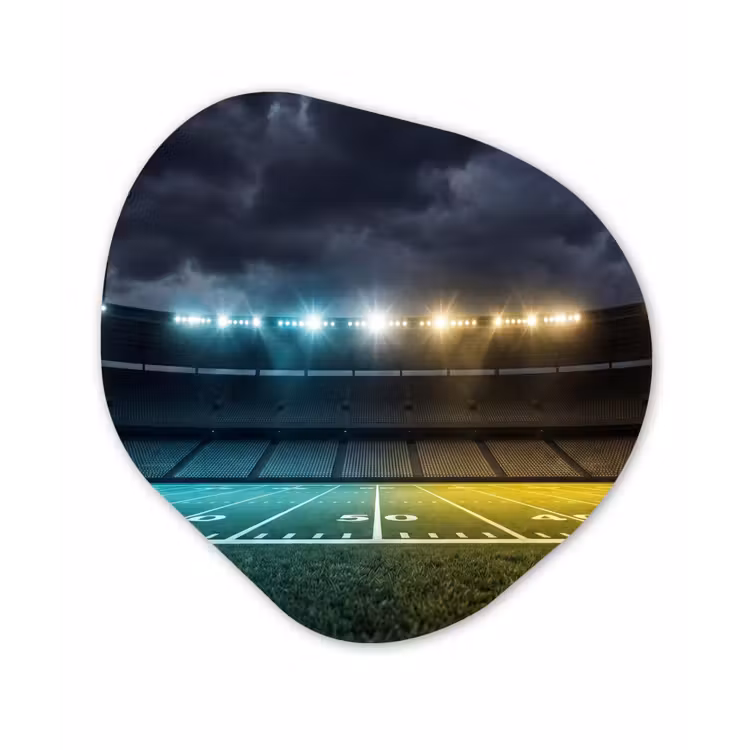 Voetbal - Stadion - Nacht - Modern Wandcirkel Organisch Forex 3mm klein -3d