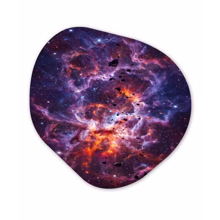 Space - Stars - Abstract - Colorful Wandcirkel Organisch Forex 3mm klein -3d