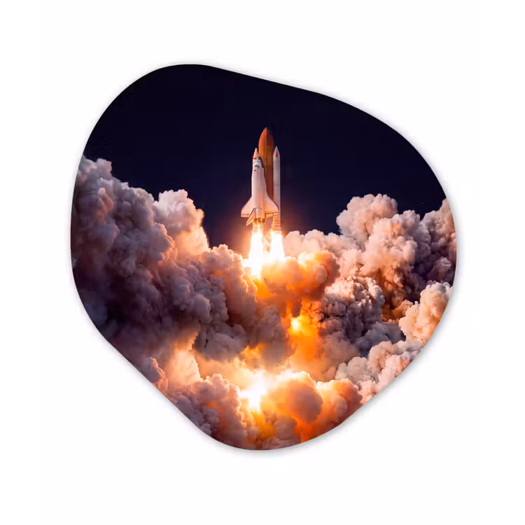 Organic - Forex - Spacecraft - Launch - Stars - Ruimtevaartuig - Lancering - Sterren Wandcirkel Organisch Forex 3mm klein