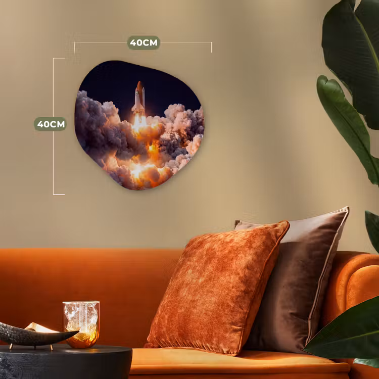 Organic - Forex - Spacecraft - Launch - Stars - Ruimtevaartuig - Lancering - Sterren Wandcirkel Organisch Forex 3mm klein
