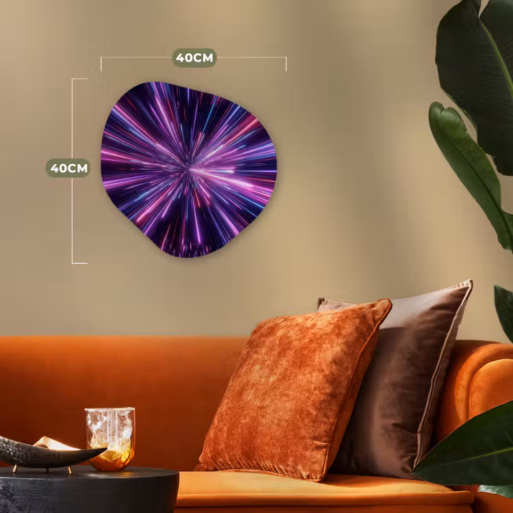Lichtsnelheid - Ruimte - Roze - Paars Wandcirkel Organisch Forex 3mm klein -sfeer3