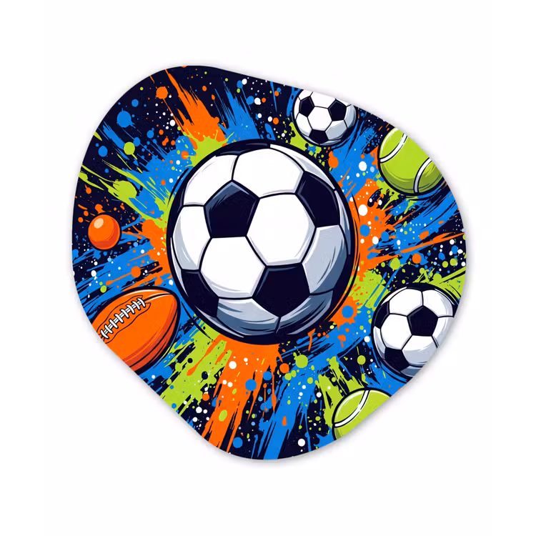 Sport - Ballen - Kleurrijk Wandcirkel Organisch Forex 3mm klein -3d