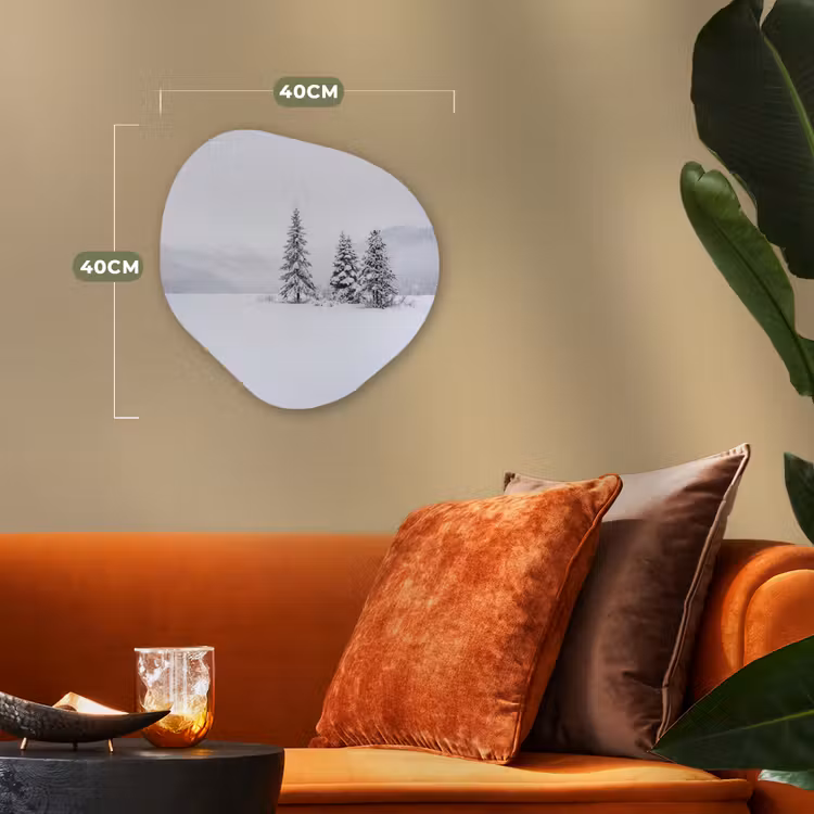 Fijnsparren - Sneeuw - Winter - Landschap - Stilte Wandcirkel Organisch Forex 3mm klein -sfeer3