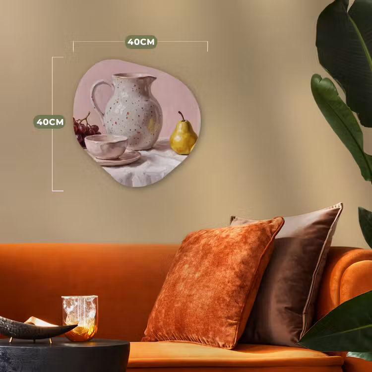 Organic - Forex - Still Life - Fruit - Pink - Stilleven - Fruit - Roze Wandcirkel Organisch Forex 3mm klein