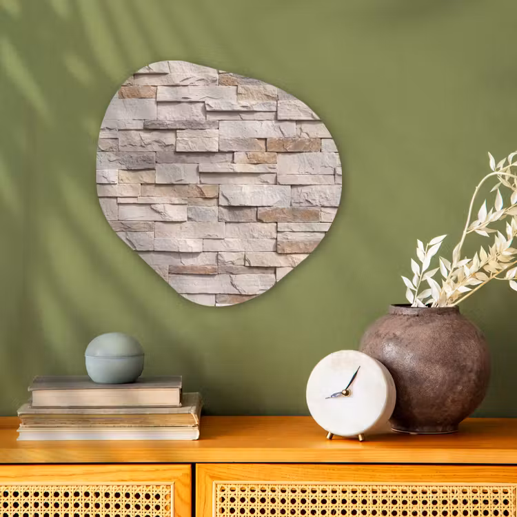 Steen - Muur - Textuur - Rustiek - Beige Wandcirkel Organisch Forex 3mm klein -sfeer2