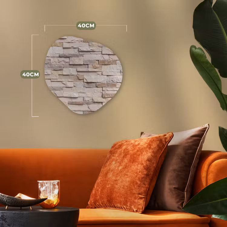 Steen - Muur - Textuur - Rustiek - Beige Wandcirkel Organisch Forex 3mm klein -sfeer3