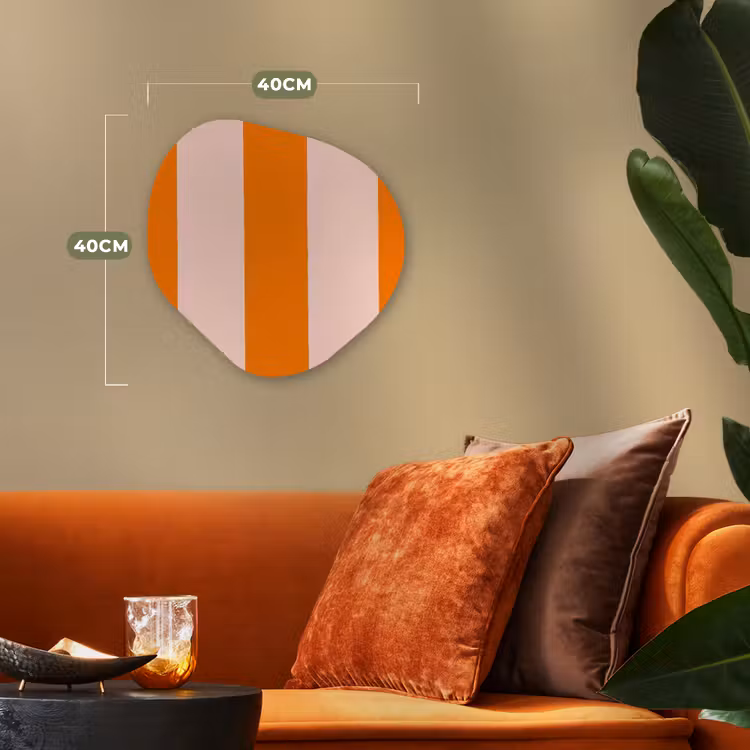 Strepen - Modern - Oranje Wandcirkel Organisch Forex 3mm klein 629 -sfeer3