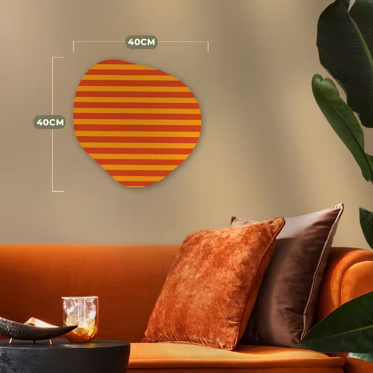 Strepen - Patroon - Oranje Wandcirkel Organisch Forex 3mm klein 629 -sfeer3