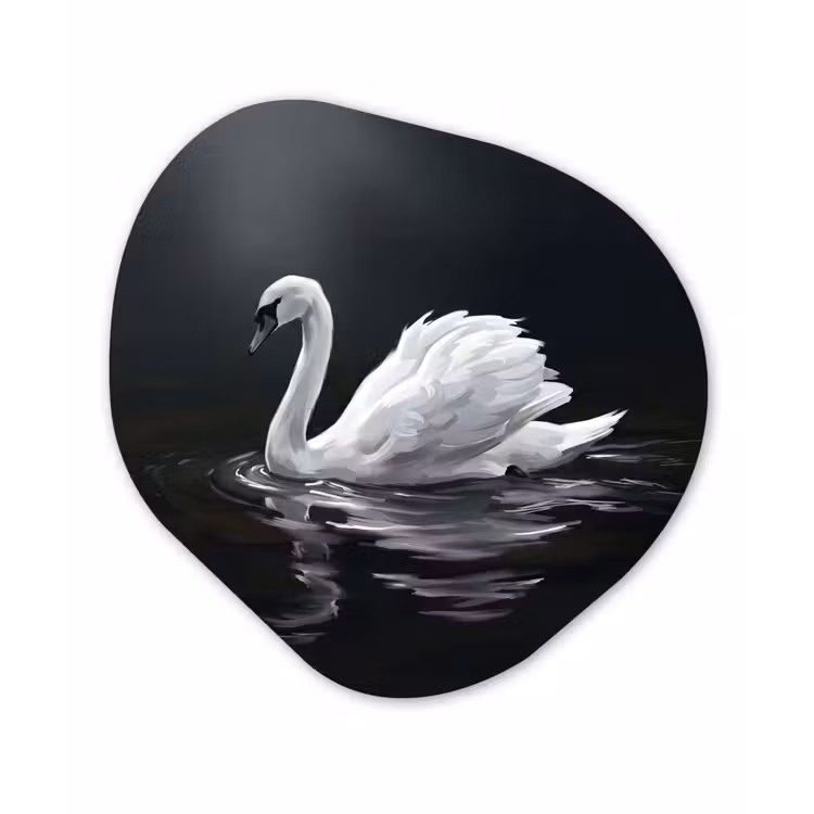 Zwaan - Water - Natuur - Realistisch - Wit Wandcirkel Organisch Forex 3mm klein -3d