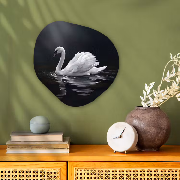 Zwaan - Water - Natuur - Realistisch - Wit Wandcirkel Organisch Forex 3mm klein -sfeer2