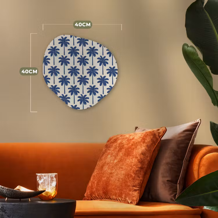 Symmetrisch - Palm - Blauw Wandcirkel Organisch Forex 3mm klein 629 -sfeer3