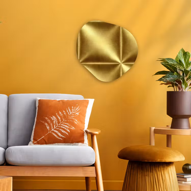 Textuur - Geborsteld Goud - Industrieel - Metallic Wandcirkel Organisch Forex 3mm klein 629 -sfeer4