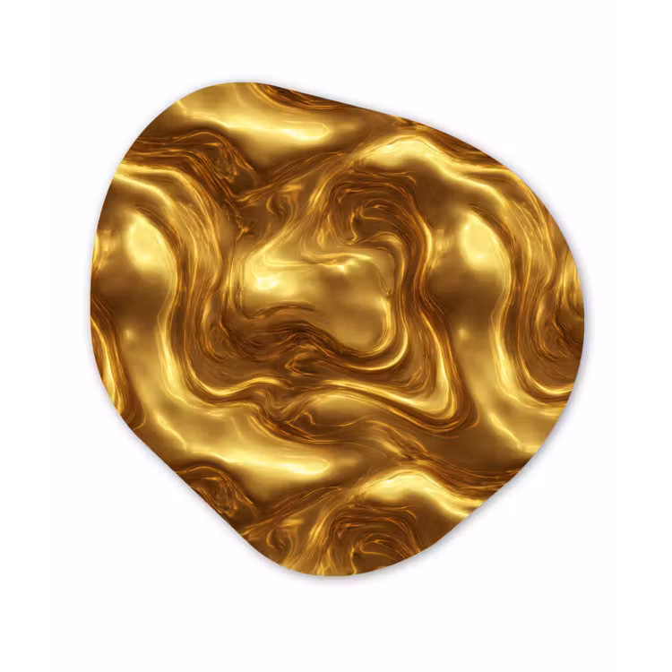 Textuur - Vloeibaar - Organisch - Goud Wandcirkel Organisch Forex 3mm klein 629 -3d
