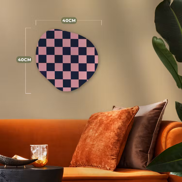 Traditioneel - Patroon - Blauw - Roze Wandcirkel Organisch Forex 3mm klein 629 -sfeer3