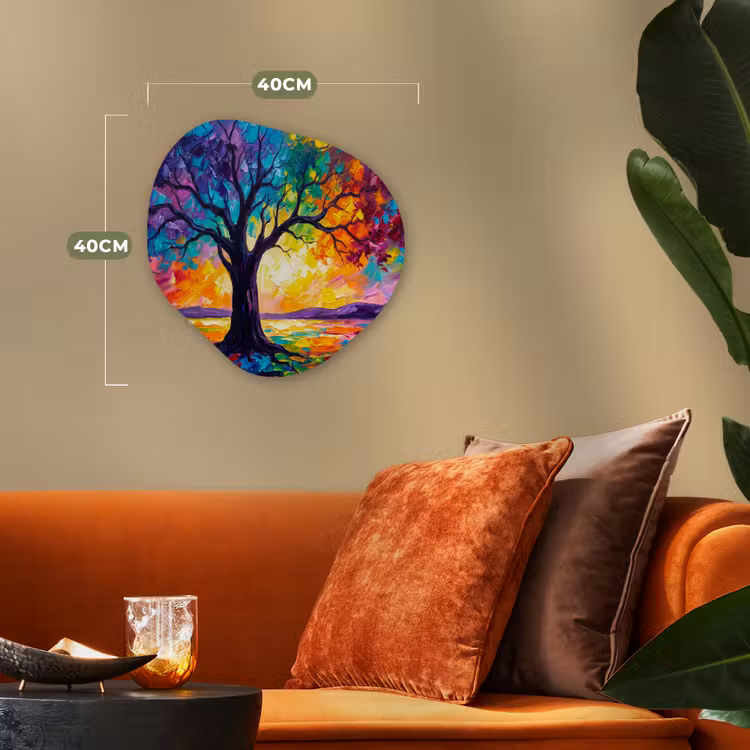 Boom - Landschap - Natuur - Abstract - Kleurrijk Wandcirkel Organisch Forex 3mm klein -sfeer3