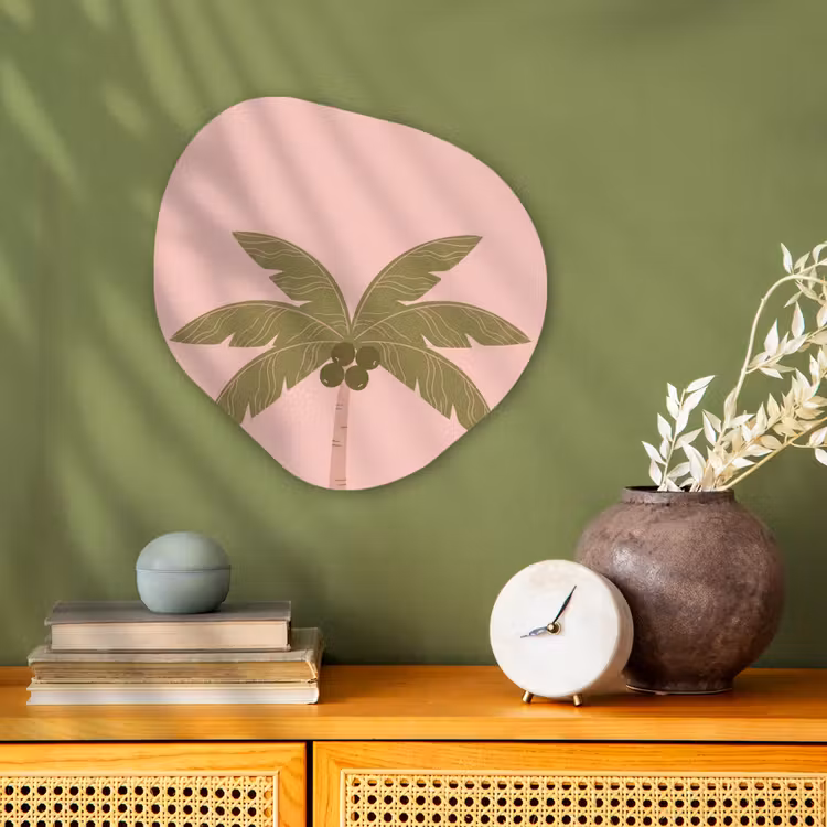 Boom - Palm - Natuur - Illustratie - Roze Wandcirkel Organisch Forex 3mm klein -sfeer2